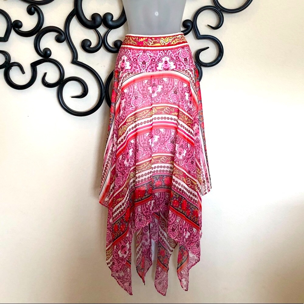 Cristina Handkerchief Pink Paisley Print Skirt